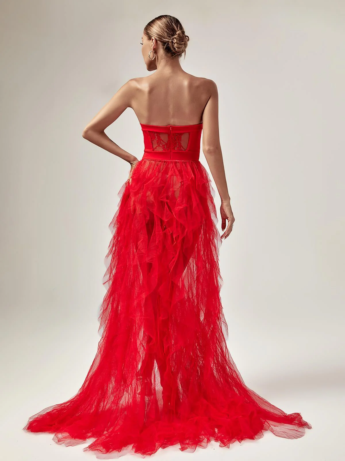 Dorothy Tulle Maxi Dress In Red - Image 6