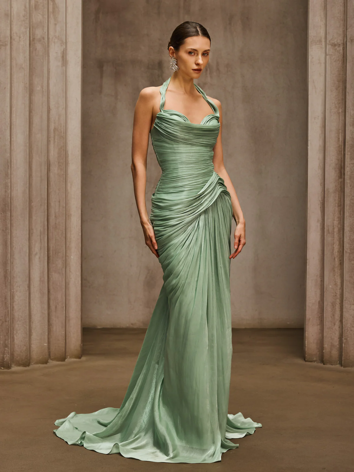 Dosia Halterneck Ruched Maxi Dress - Image 2
