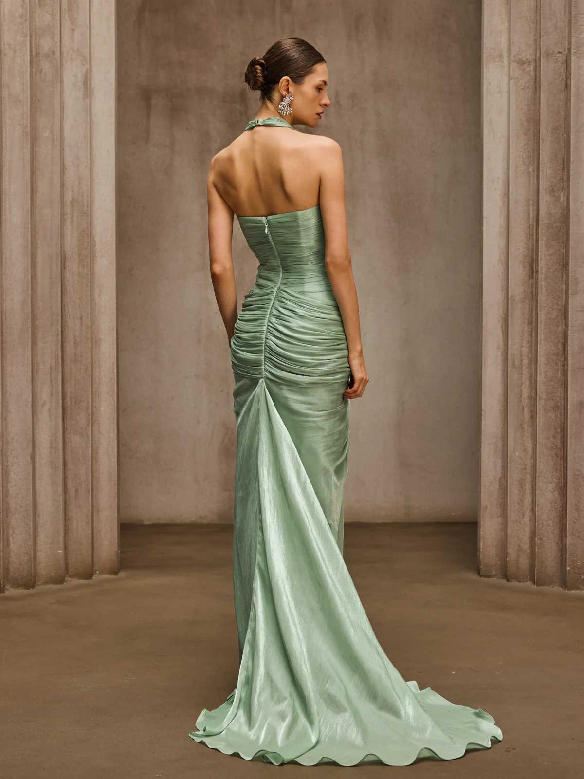 Dosia Halterneck Ruched Maxi Dress - Image 7