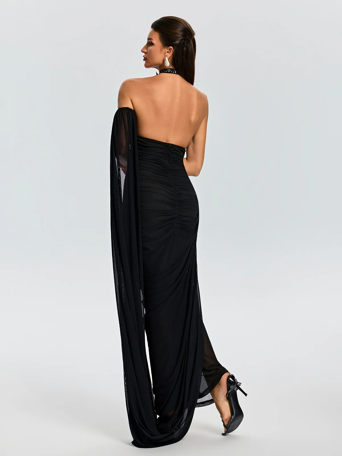 Dravionel Rhinestone Draped Maxi Dress - Image 8