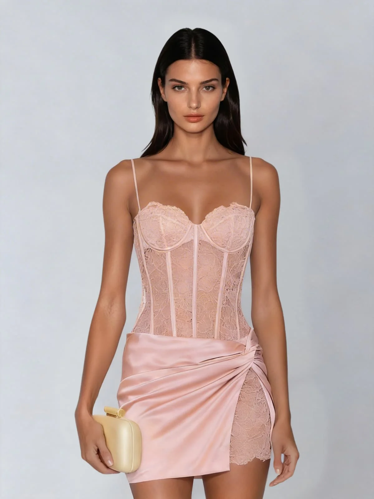 Draxen Spaghetti Corset Lace Bodysuit Set