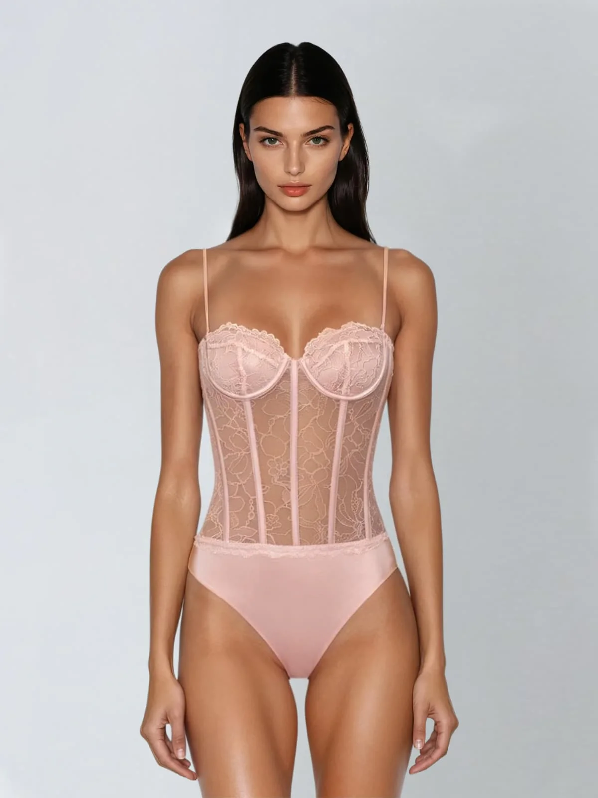 Draxen Spaghetti Corset Lace Bodysuit Set - Image 3