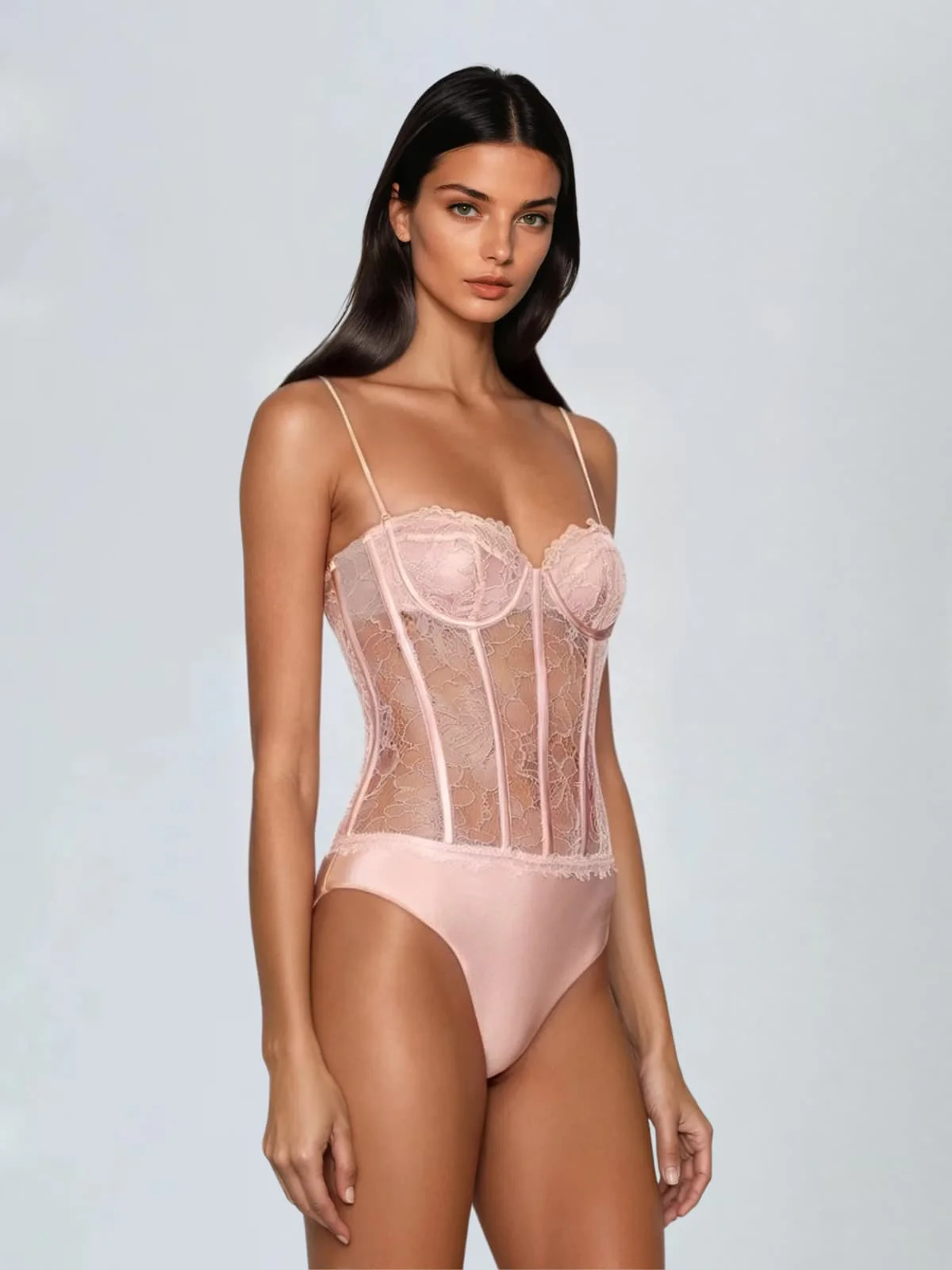 Draxen Spaghetti Corset Lace Bodysuit Set - Image 4