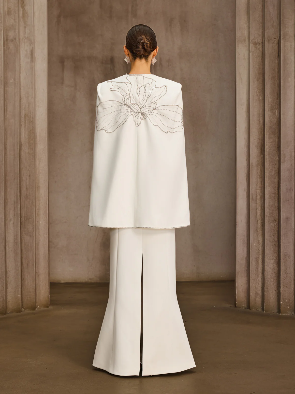 Drexor Strapless Cape Rhinestone Maxi Dress - Image 5
