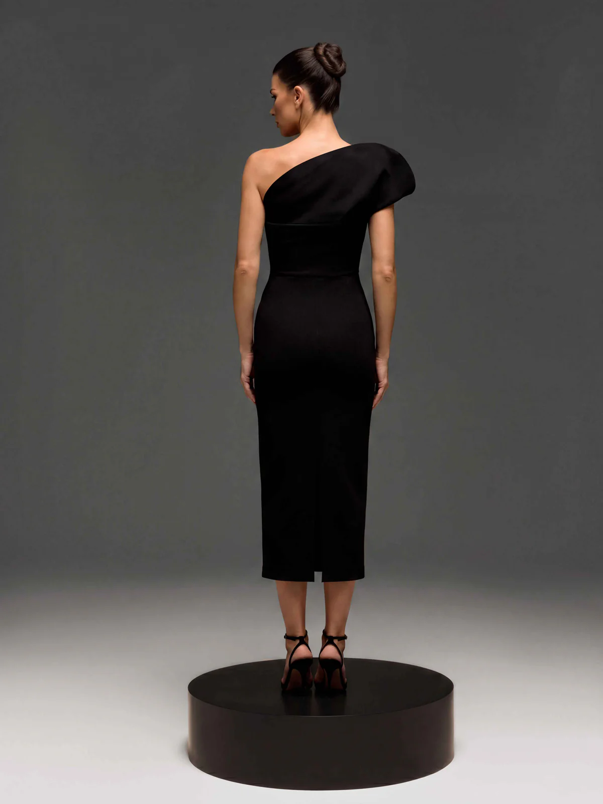 Drynex One Shoulder Red Sole Midi Dress In Black - Image 3