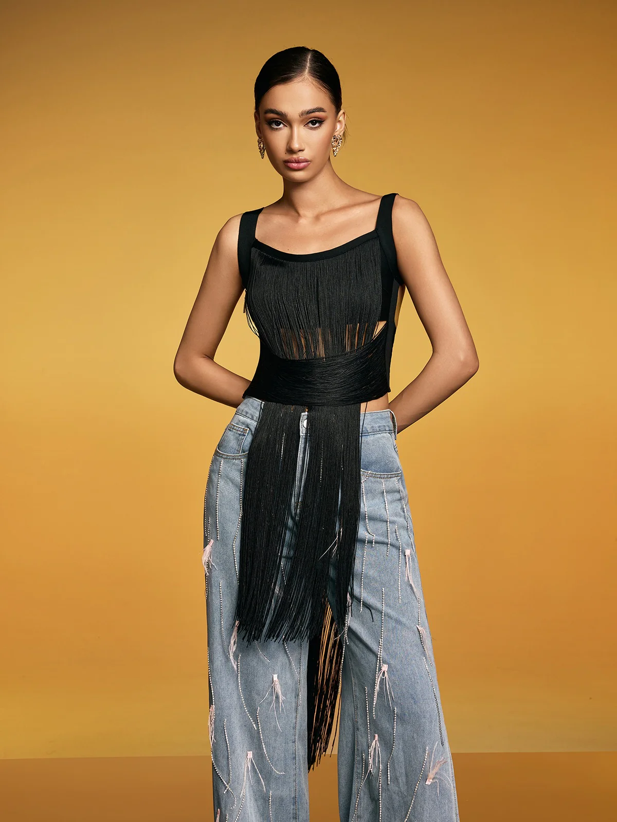 Dualine Fringe Bandage Top - Image 4