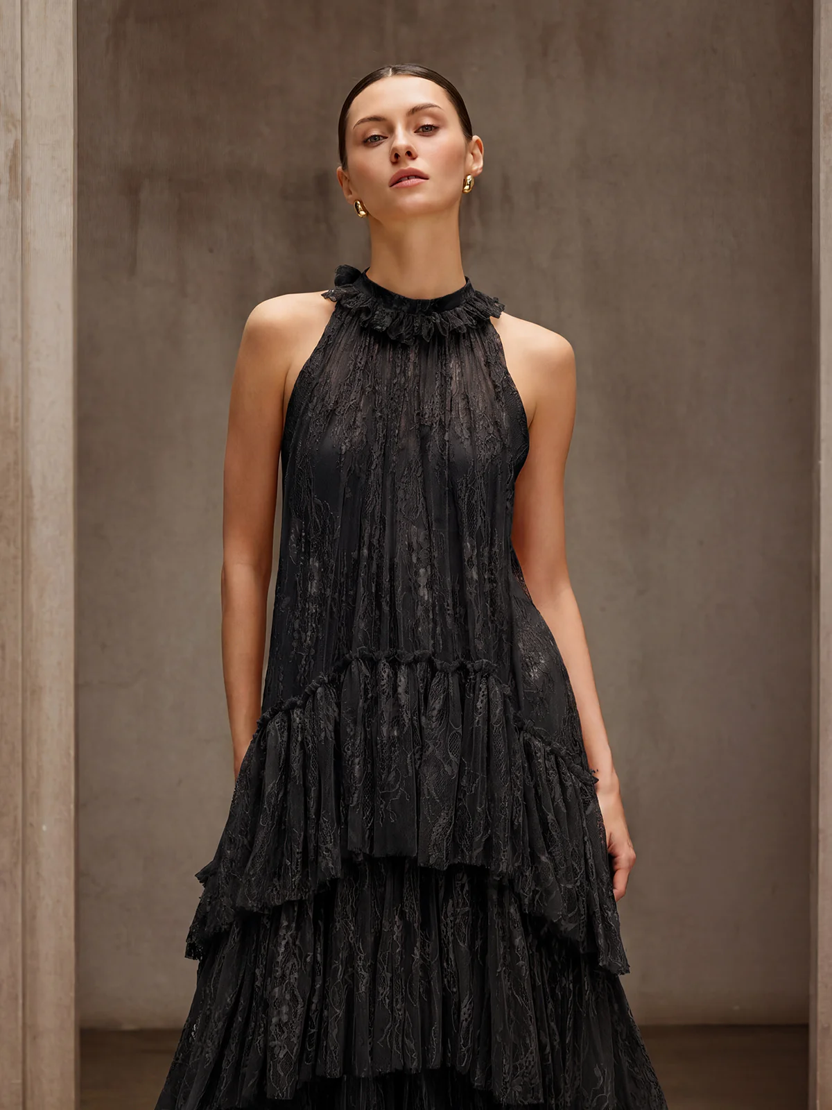 Dyan Halterneck Tulle Maxi Dress In Black - Image 5