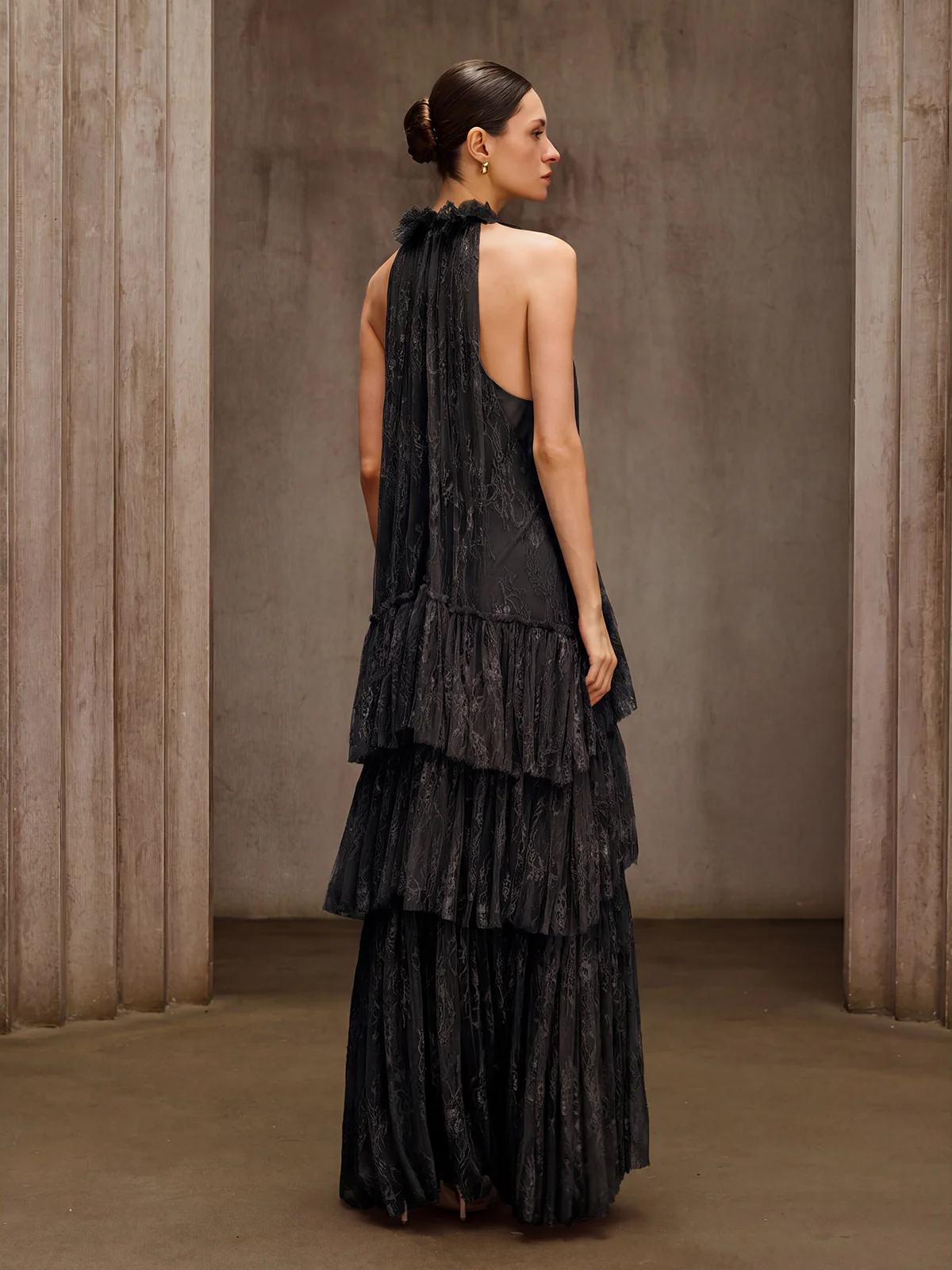 Dyan Halterneck Tulle Maxi Dress In Black - Image 6