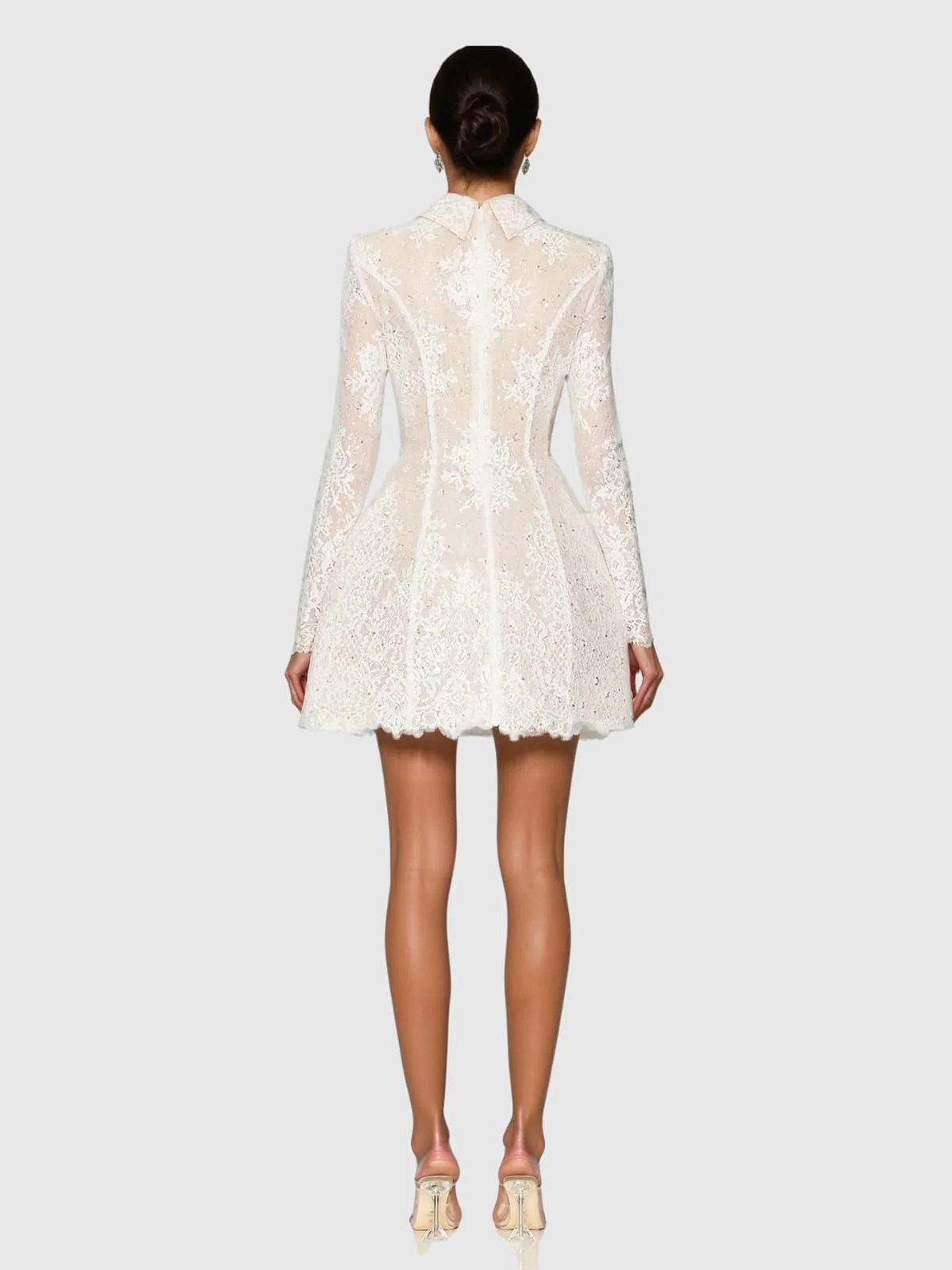 Dyriel Folded Collar Lace Mini Dress - Image 3