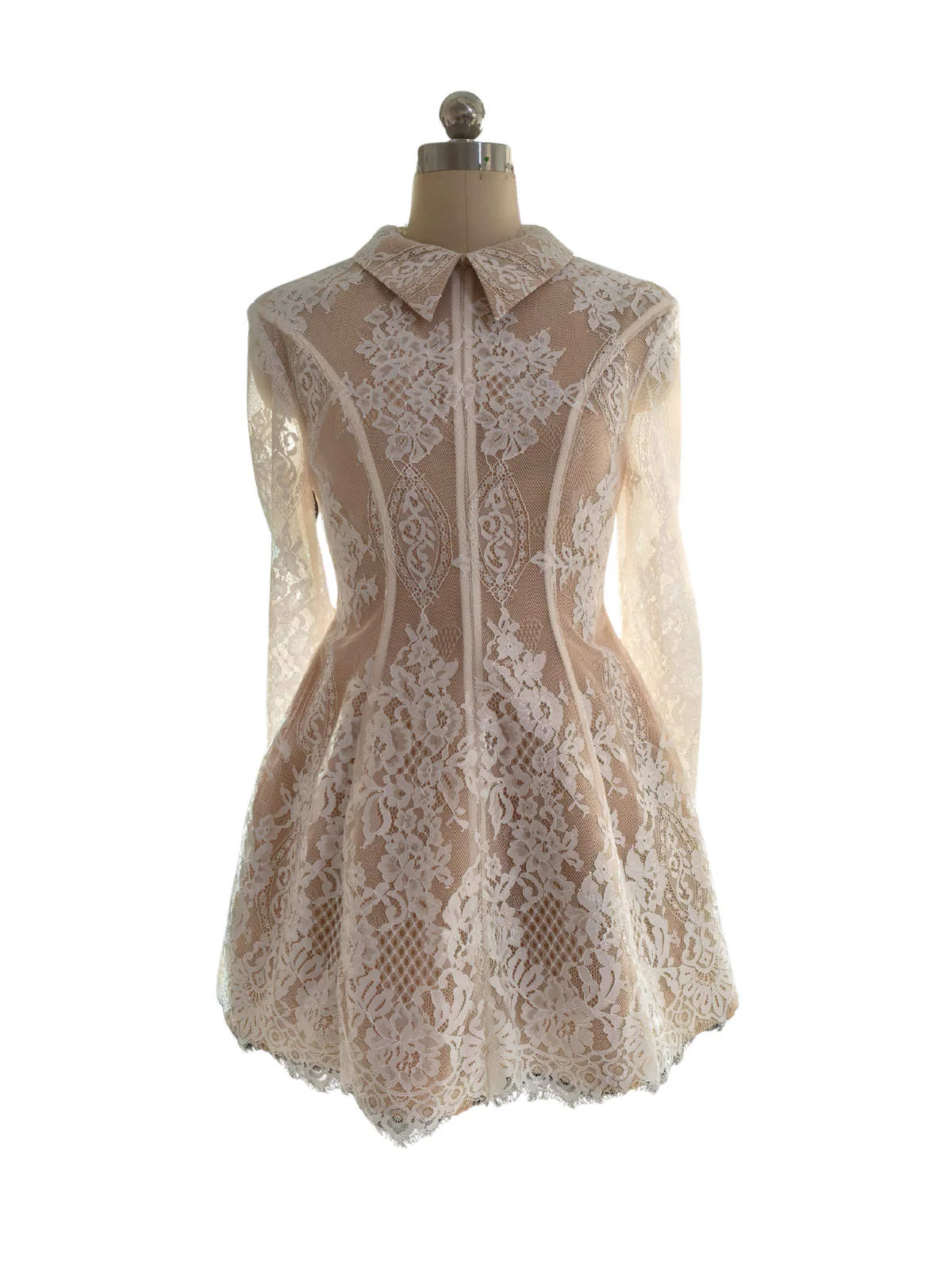 Dyriel Folded Collar Lace Mini Dress - Image 4