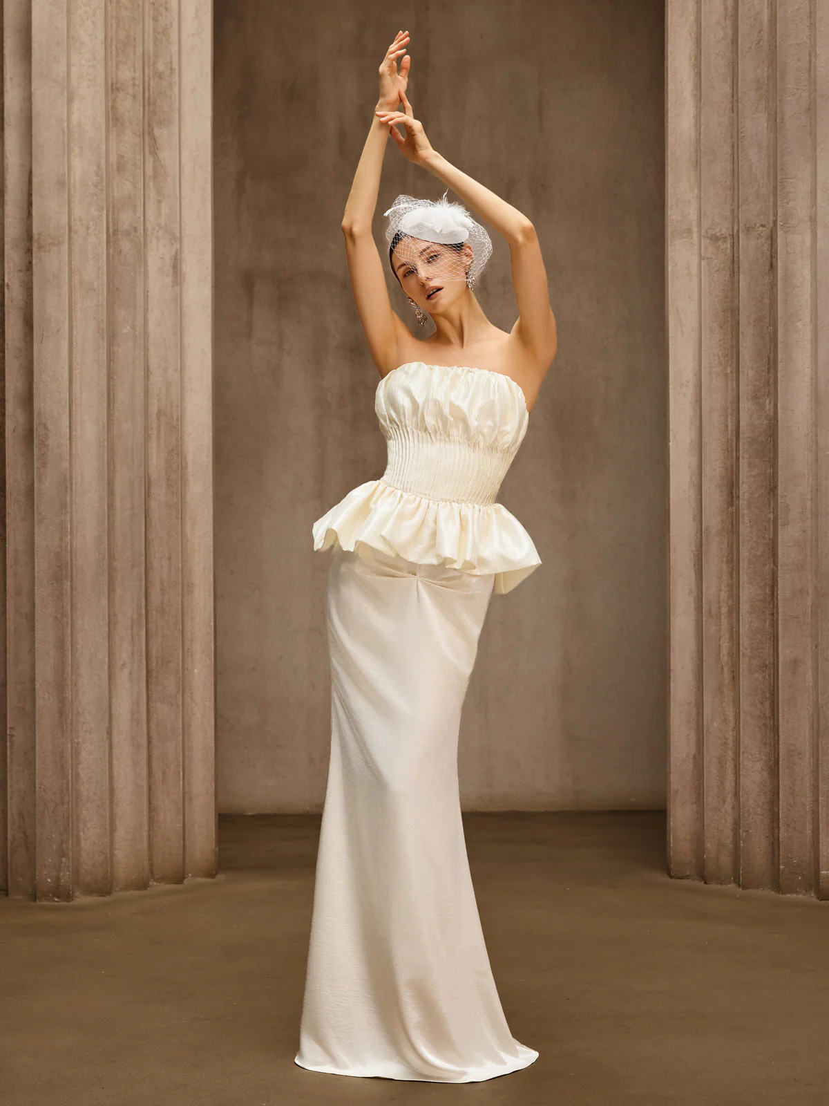Dysis Strapless Pleated Maxi Dress