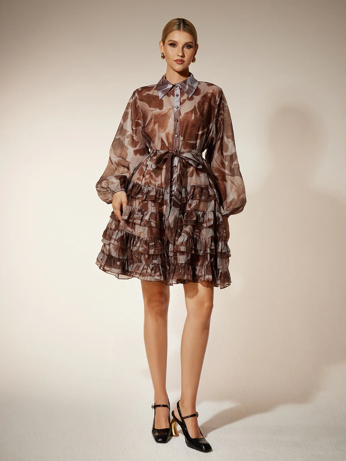 Eivin Ruffle Tiered Printed Mini Dress - Image 2