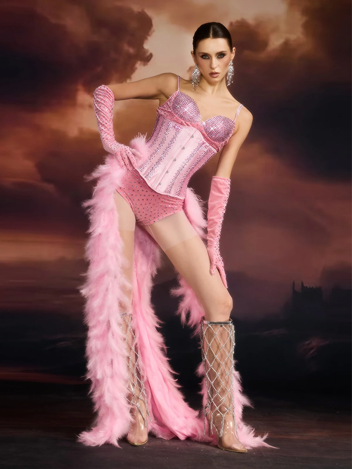 Elfreda Feather Crystal Corset Bikini Set - Image 3