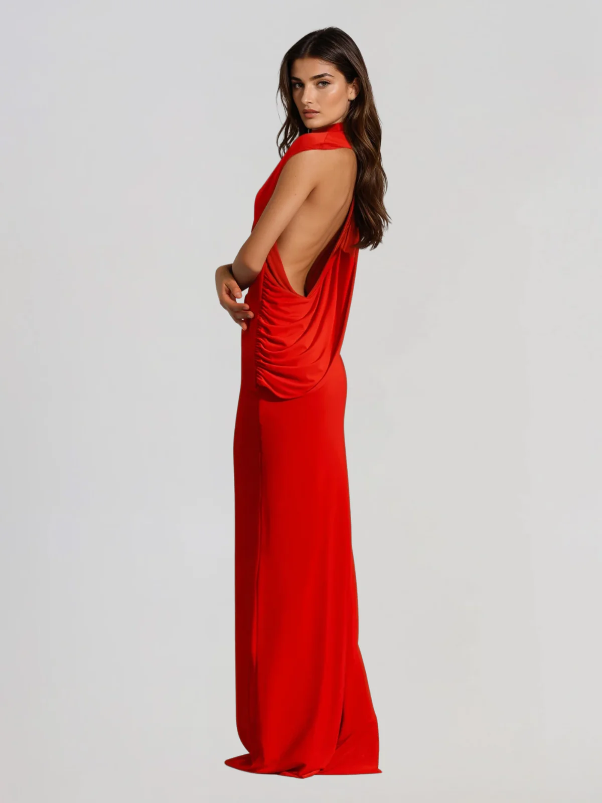 Elviro Backless Ruched Maxi Dress - Image 3