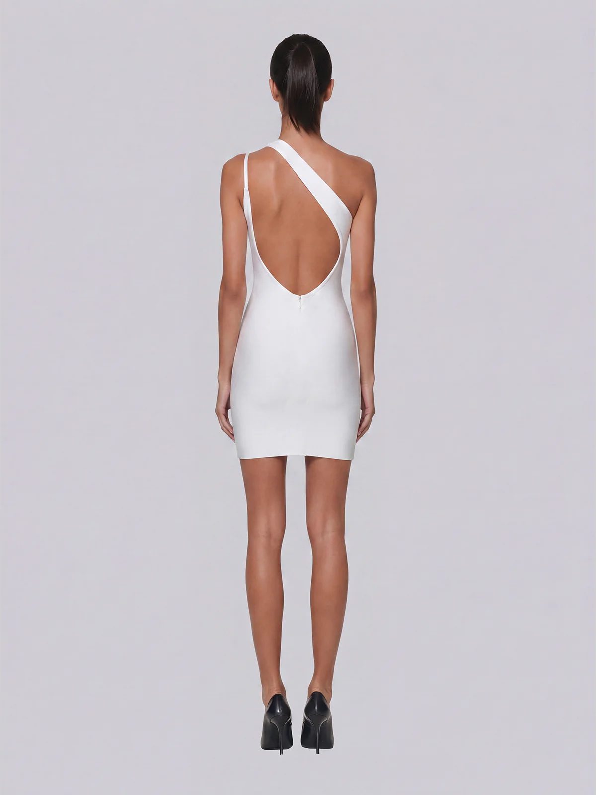 Elyndric One Shoulder Bandage Mini Dress In White - Image 4