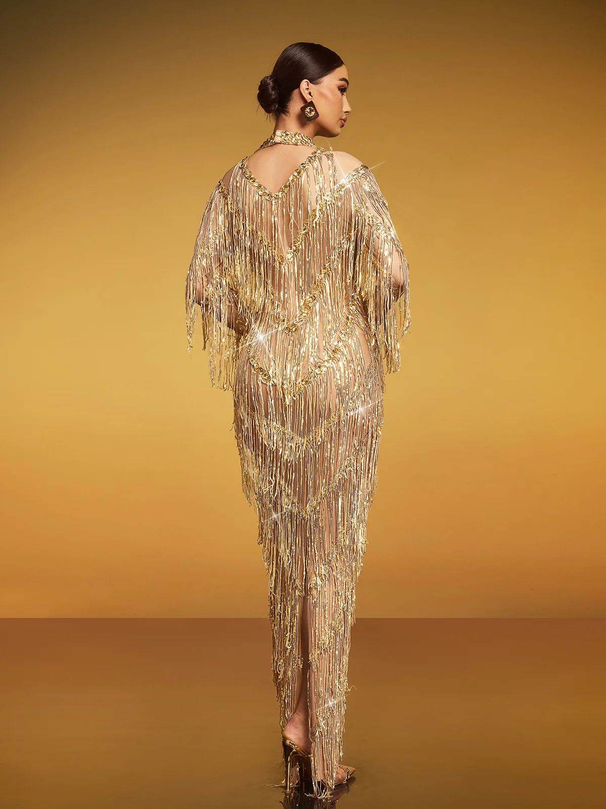 Emanon Fringe Sequin Maxi Dress - Image 6