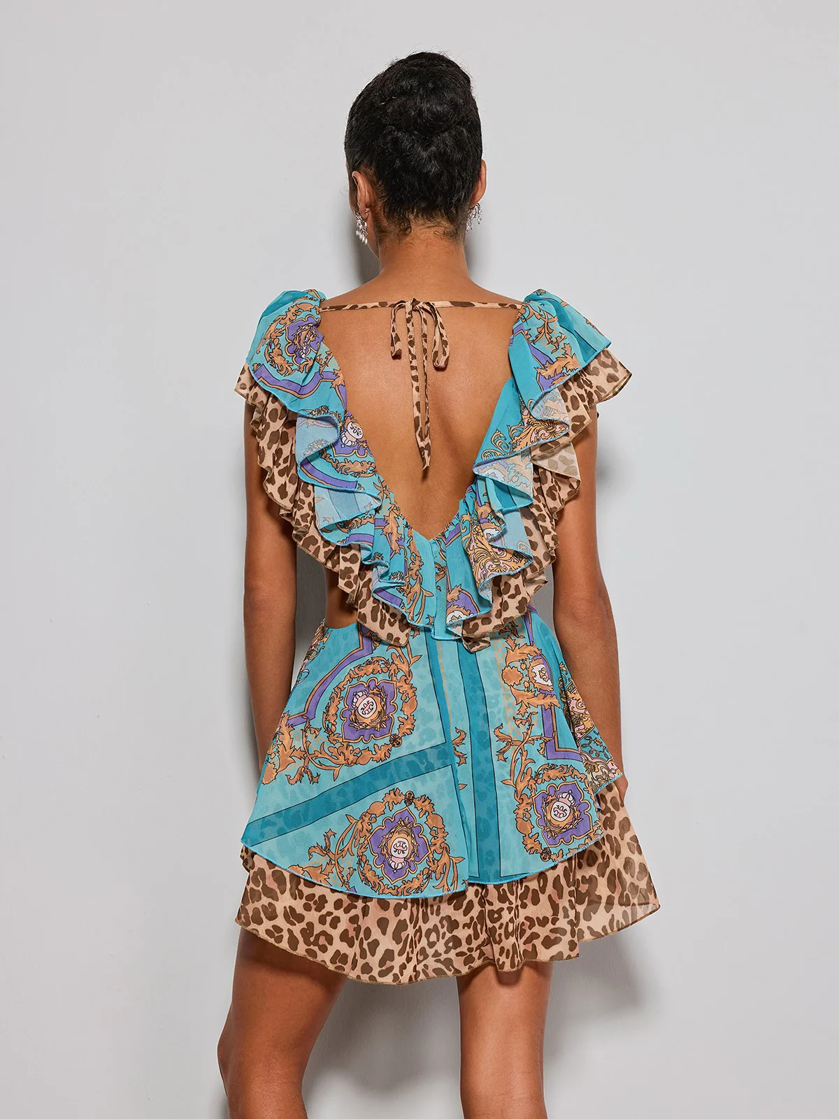 Eshana V Neck Cutout Printed Mini Dress - Image 6