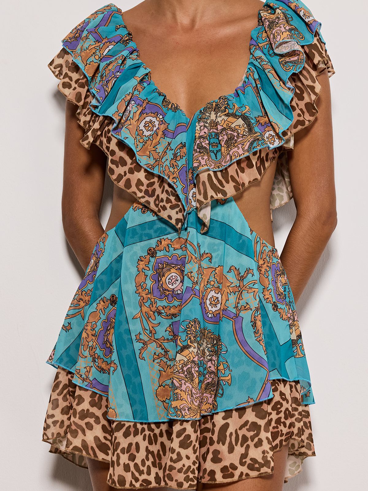 Eshana V Neck Cutout Printed Mini Dress - Image 7