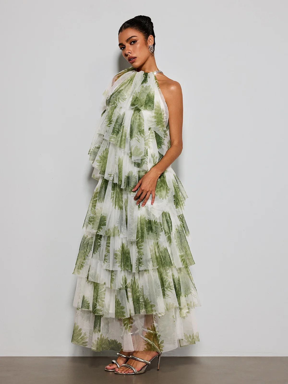 Esmerie Tulle Tiered Printed Maxi Dress - Image 2