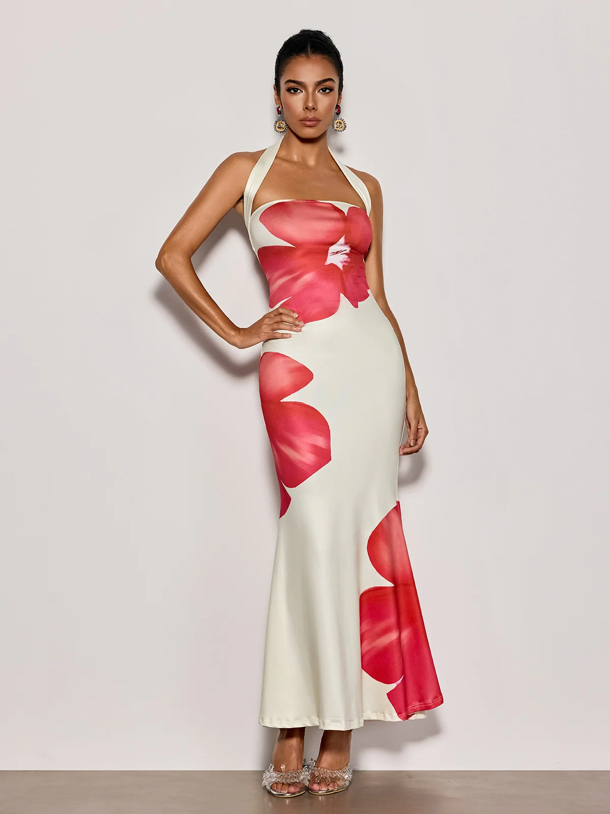 Esmor Halterneck Floral Maxi Dress