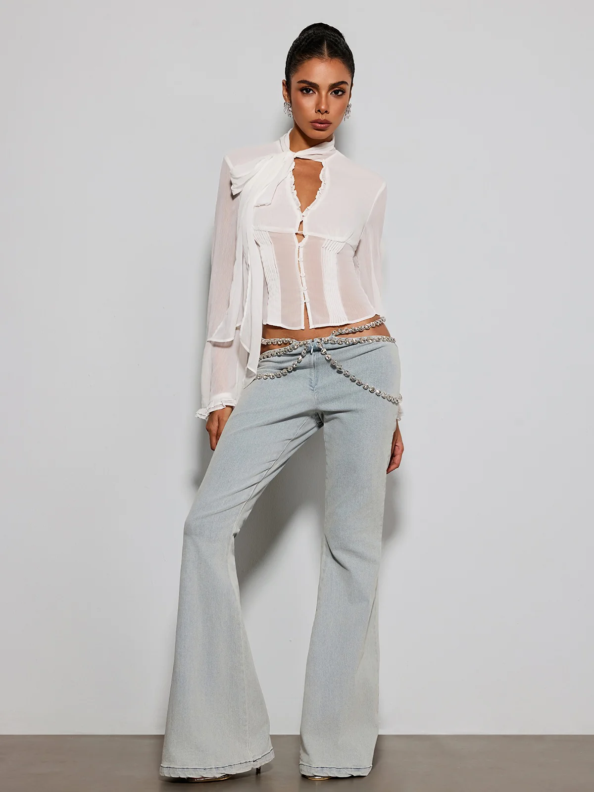 Etenia Tie Neck Chiffon Top - Image 2