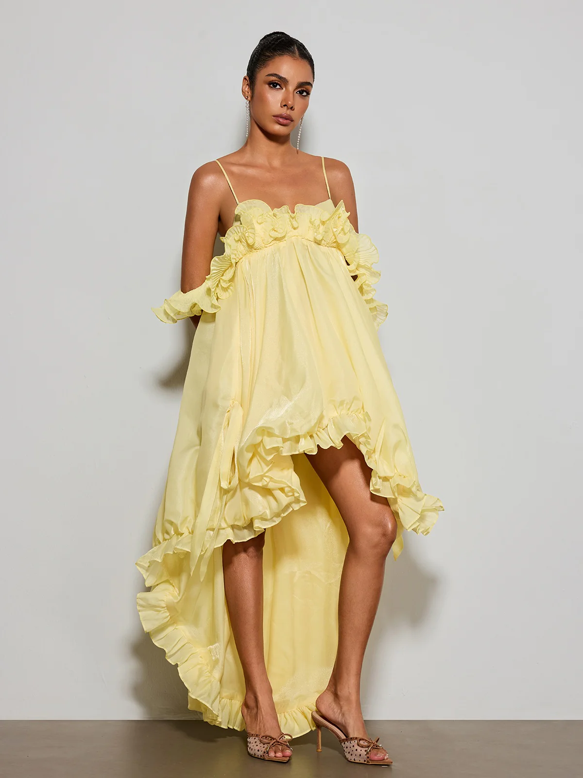 Euleta Spaghetti Ruffle Asymmetric Dress - Image 2