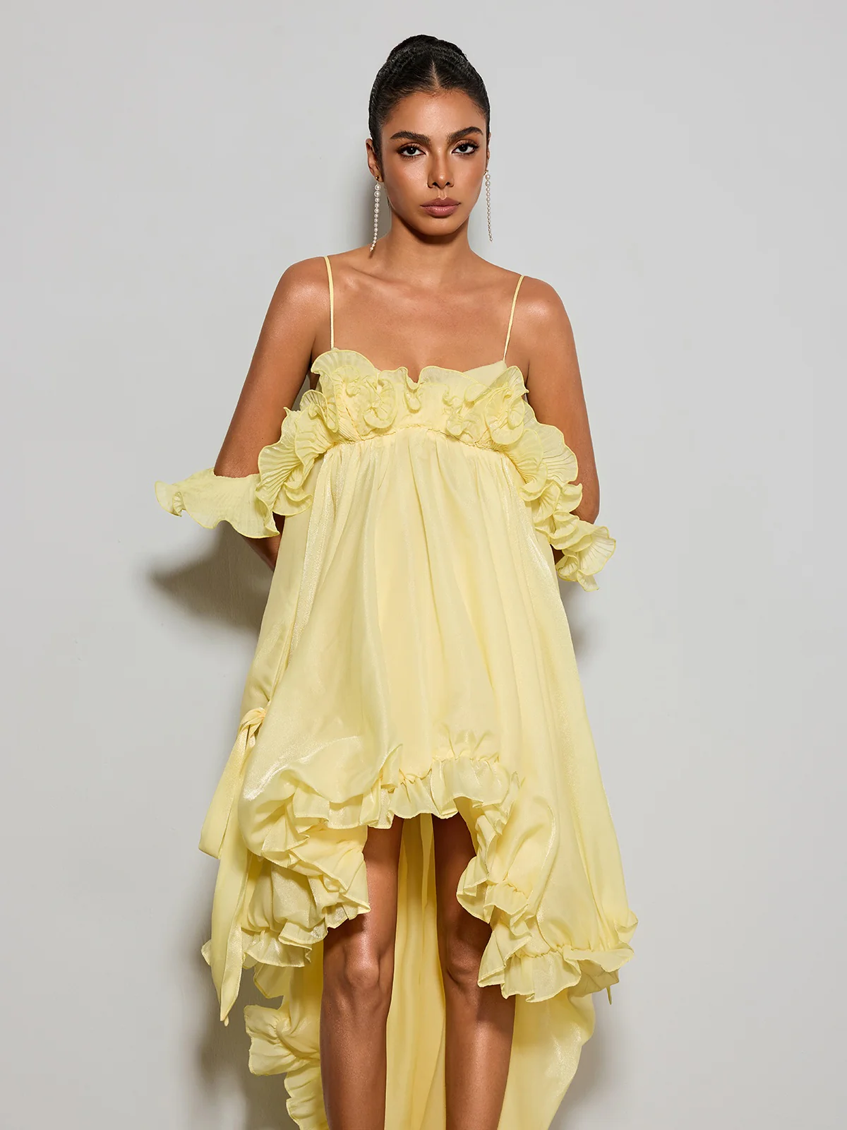 Euleta Spaghetti Ruffle Asymmetric Dress - Image 5