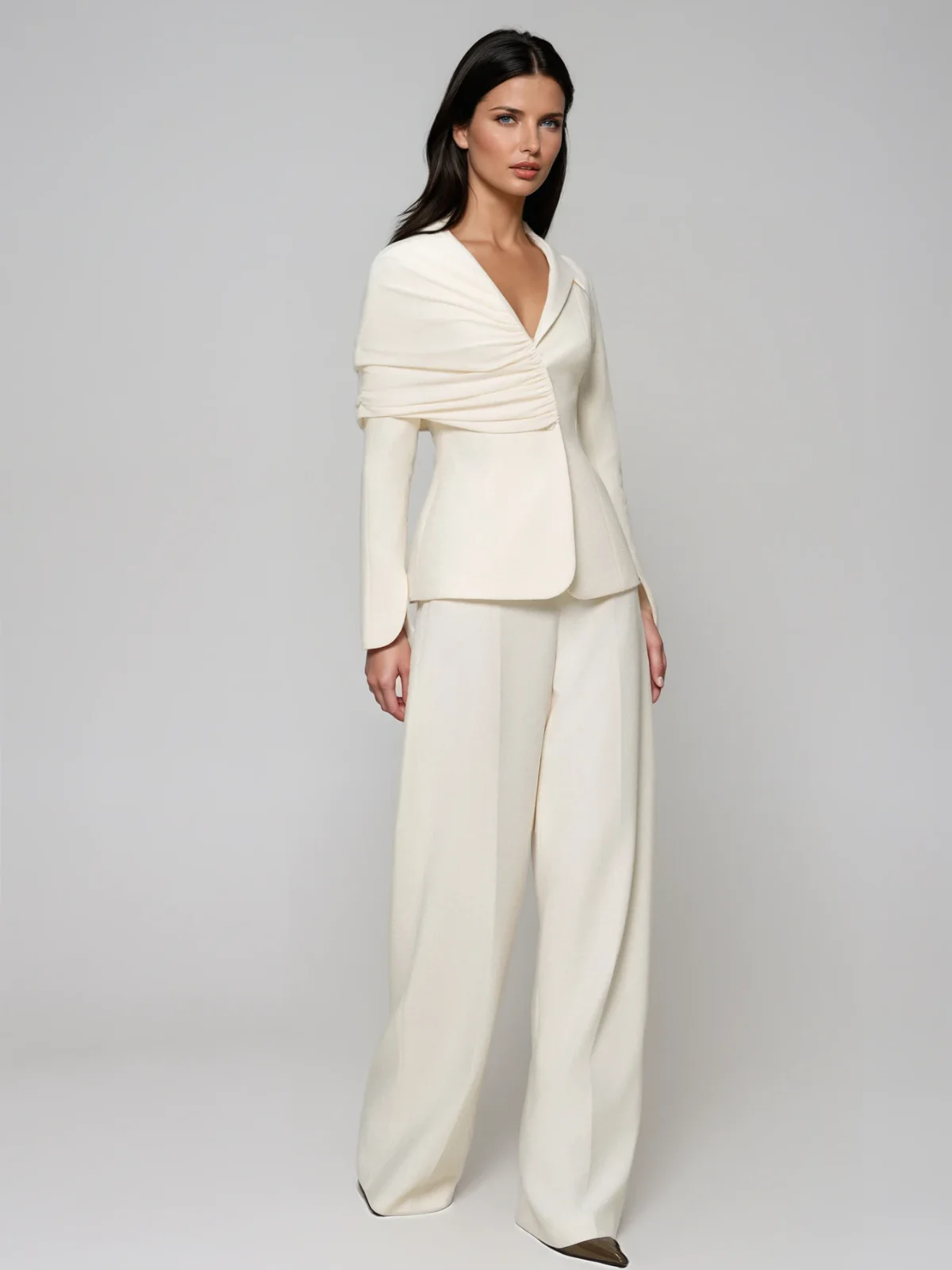 Evoran V Neck Ruched Blazer Set - Image 3