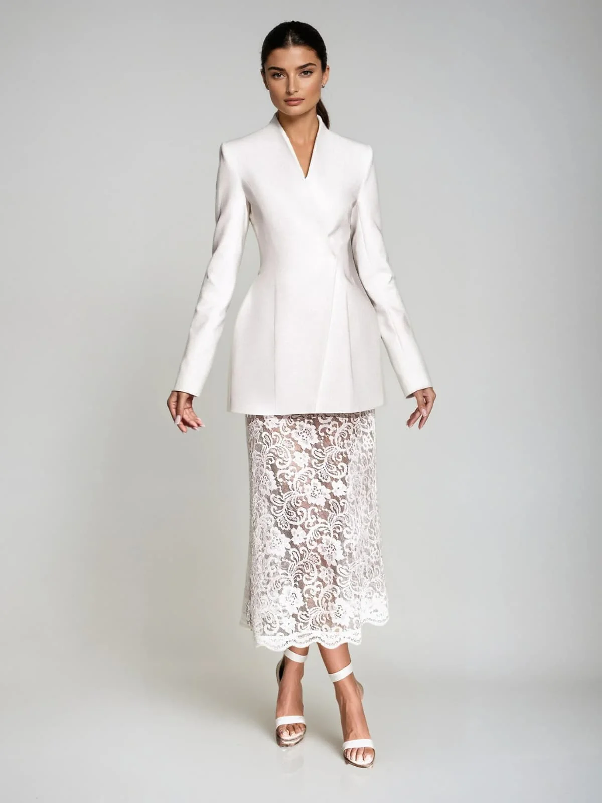 Execron Long Sleeve Lace Floral Dress Set