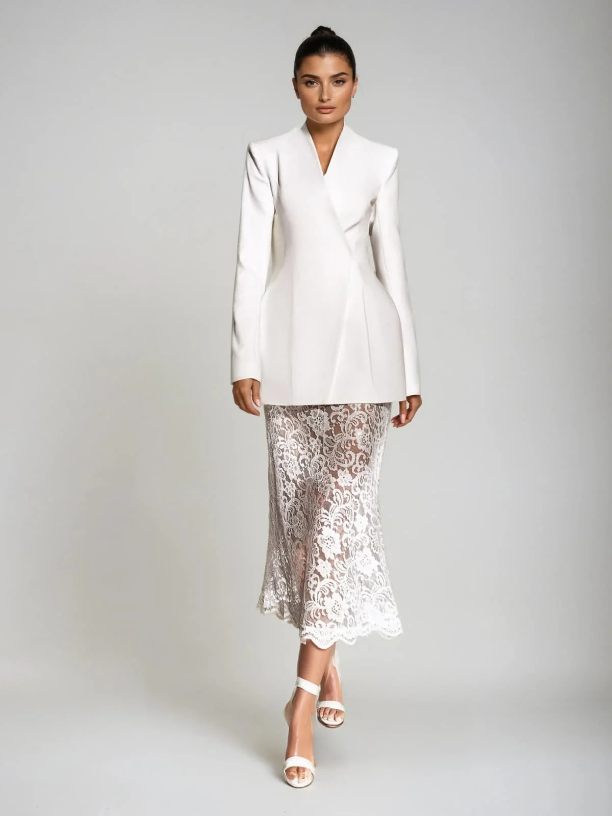 Execron Long Sleeve Lace Floral Dress Set - Image 2