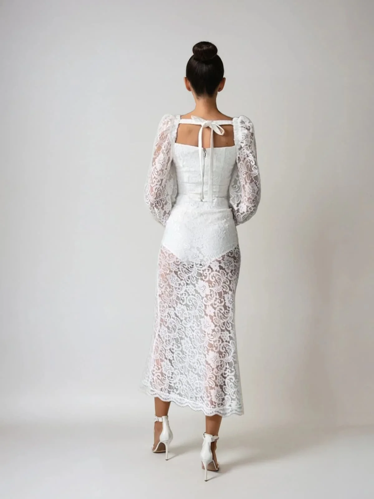 Execron Long Sleeve Lace Floral Dress Set - Image 6