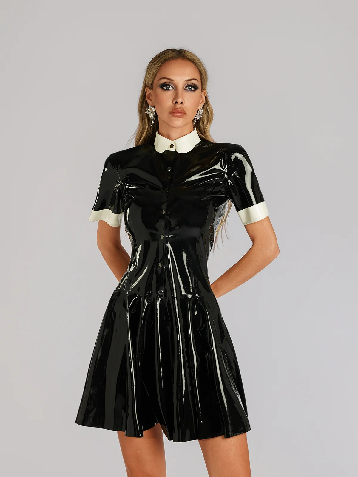 Farhad Short Sleeve Latex Dress - Image 3
