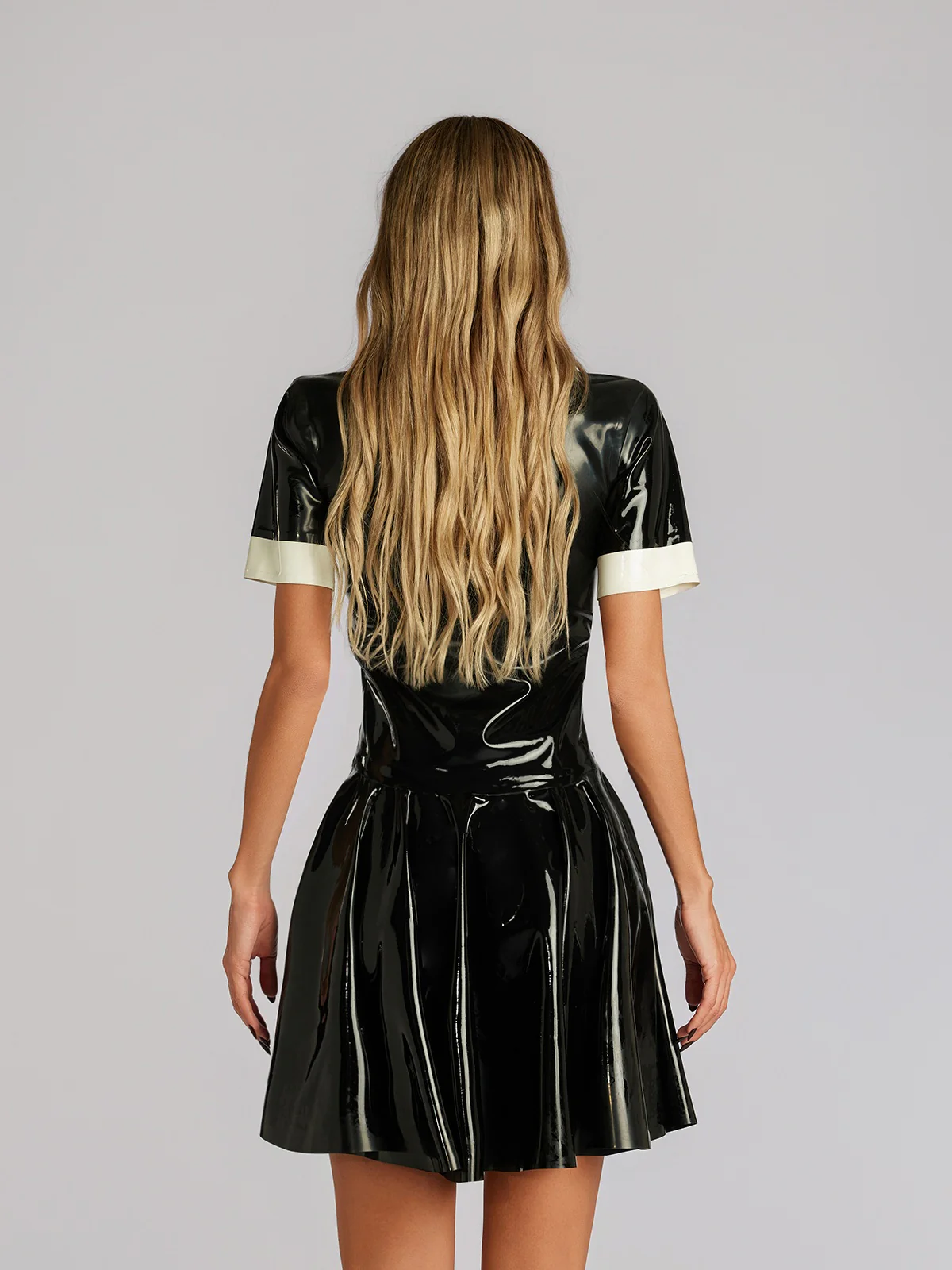 Farhad Short Sleeve Latex Dress - Image 6