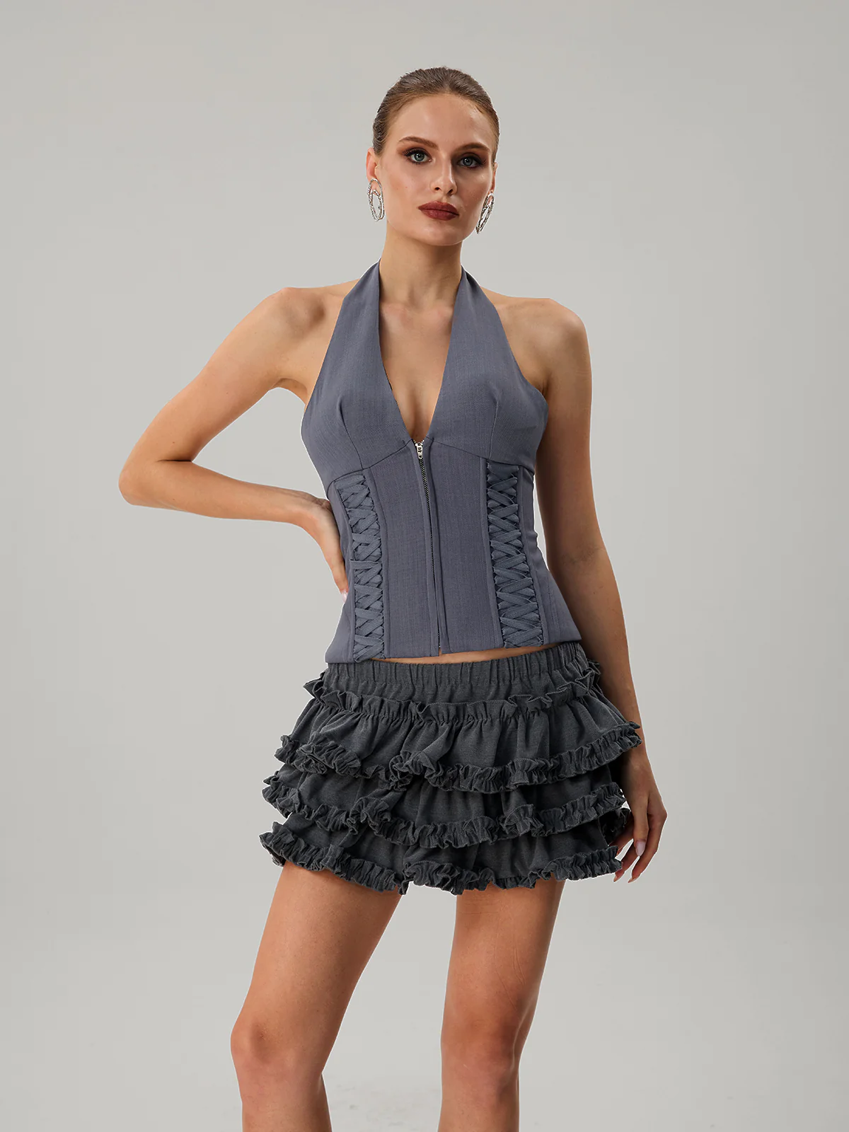 Fatou Halterneck Ruffle Tiered Skirt Set