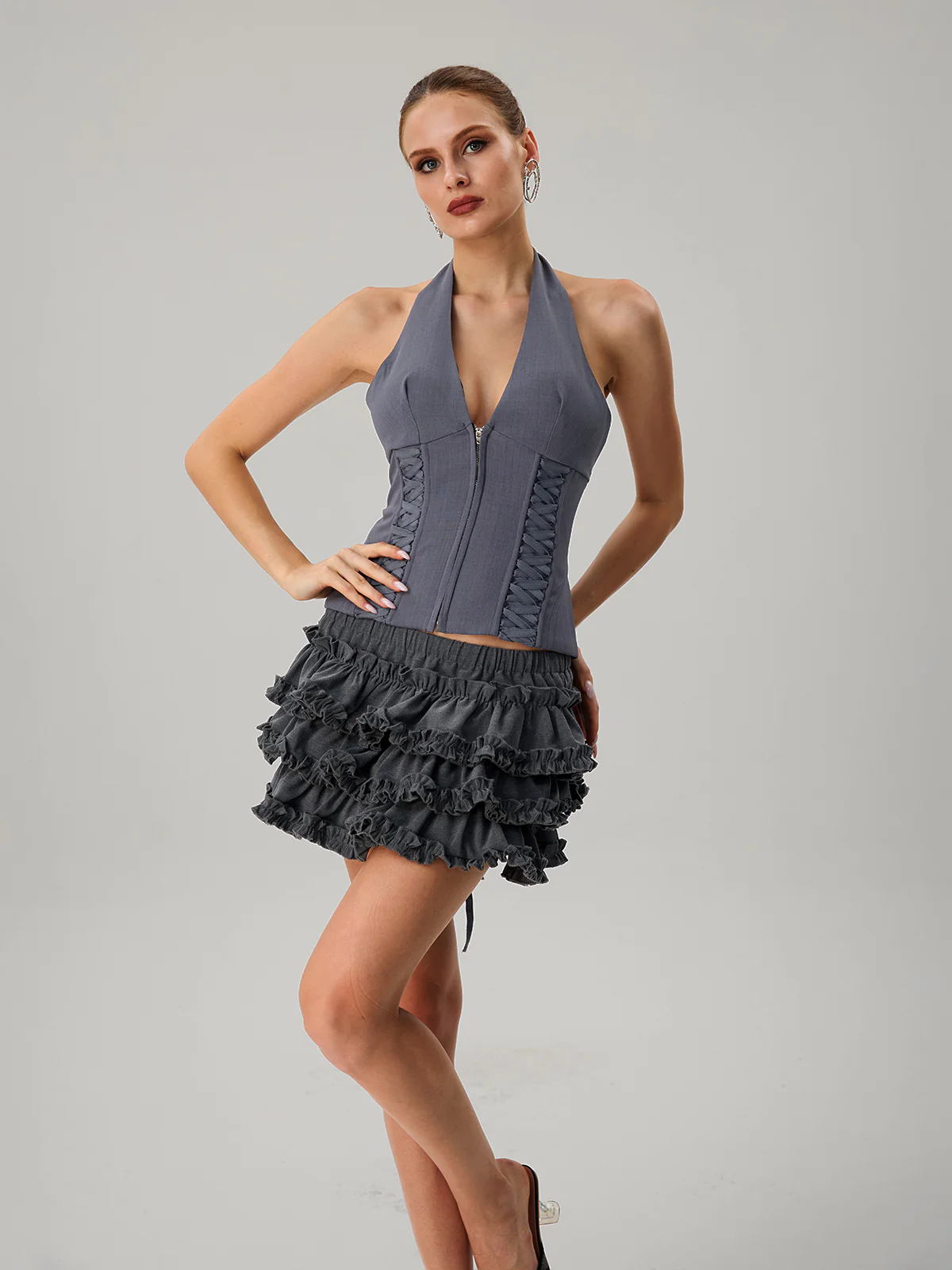 Fatou Halterneck Ruffle Tiered Skirt Set - Image 2