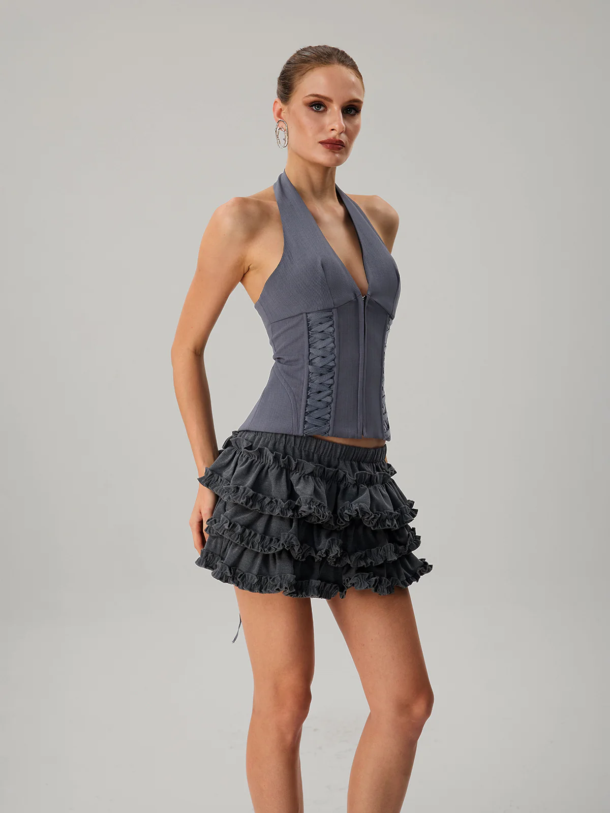 Fatou Halterneck Ruffle Tiered Skirt Set - Image 3