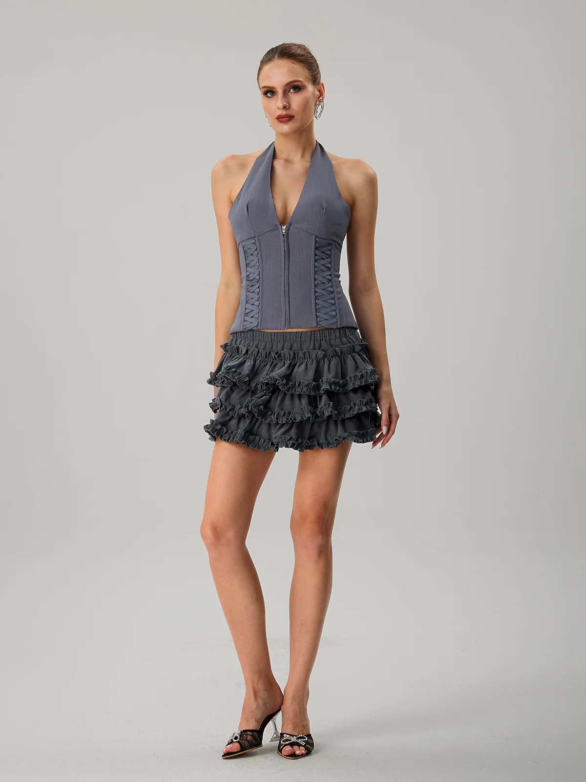 Fatou Halterneck Ruffle Tiered Skirt Set - Image 4