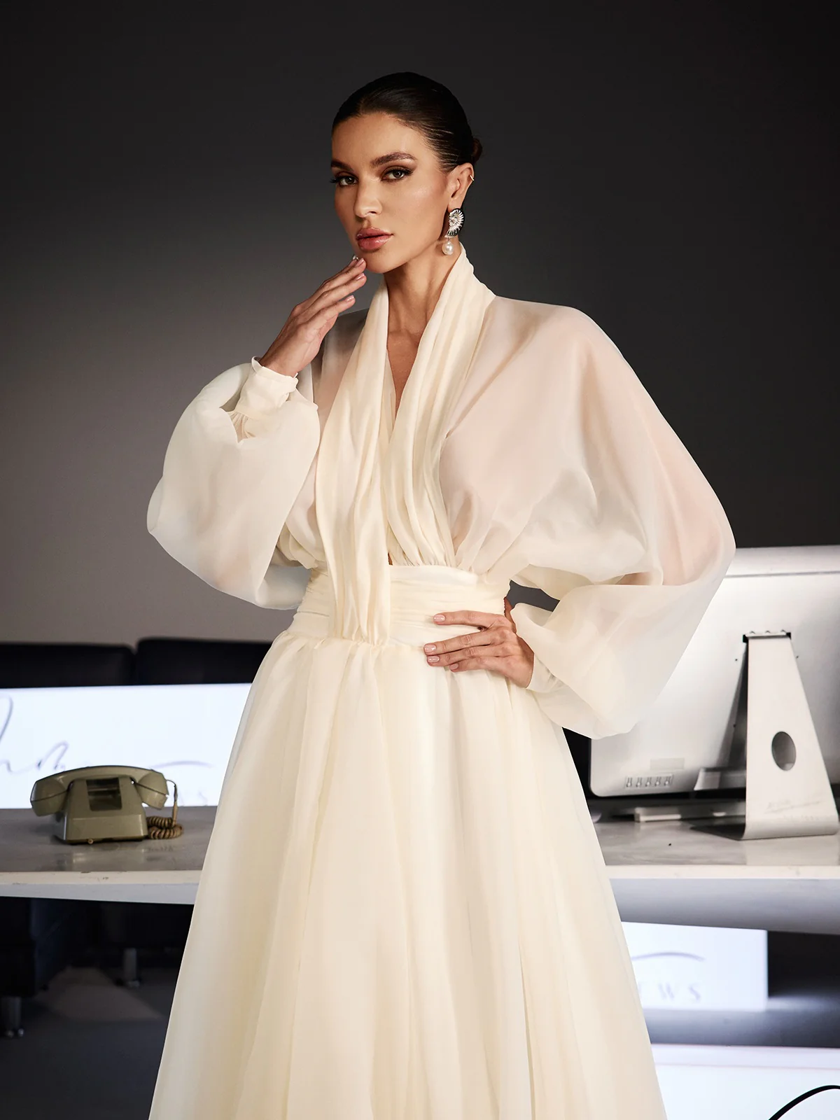 Ferdousi Balloon Sleeve Bubble Midi Dress - Image 3