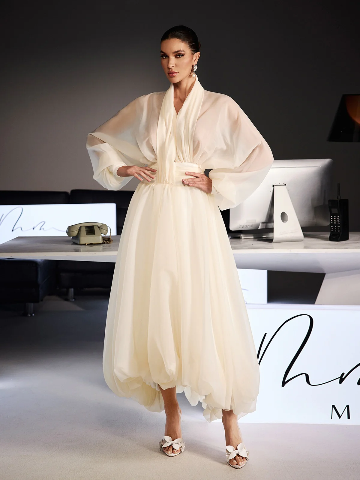 Ferdousi Balloon Sleeve Bubble Midi Dress - Image 4