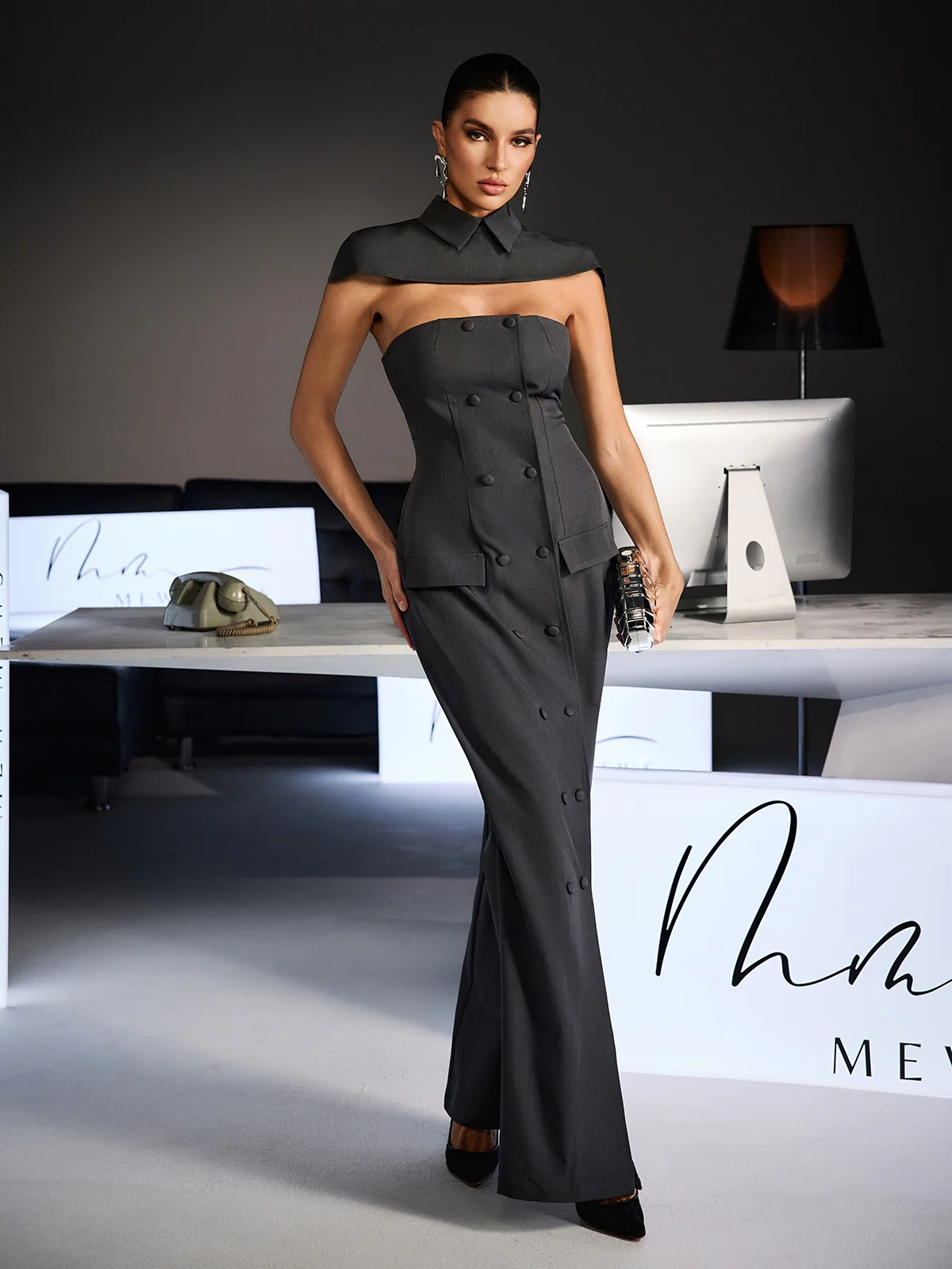 Fido Strapless Double Breasted Dress Set - Image 4