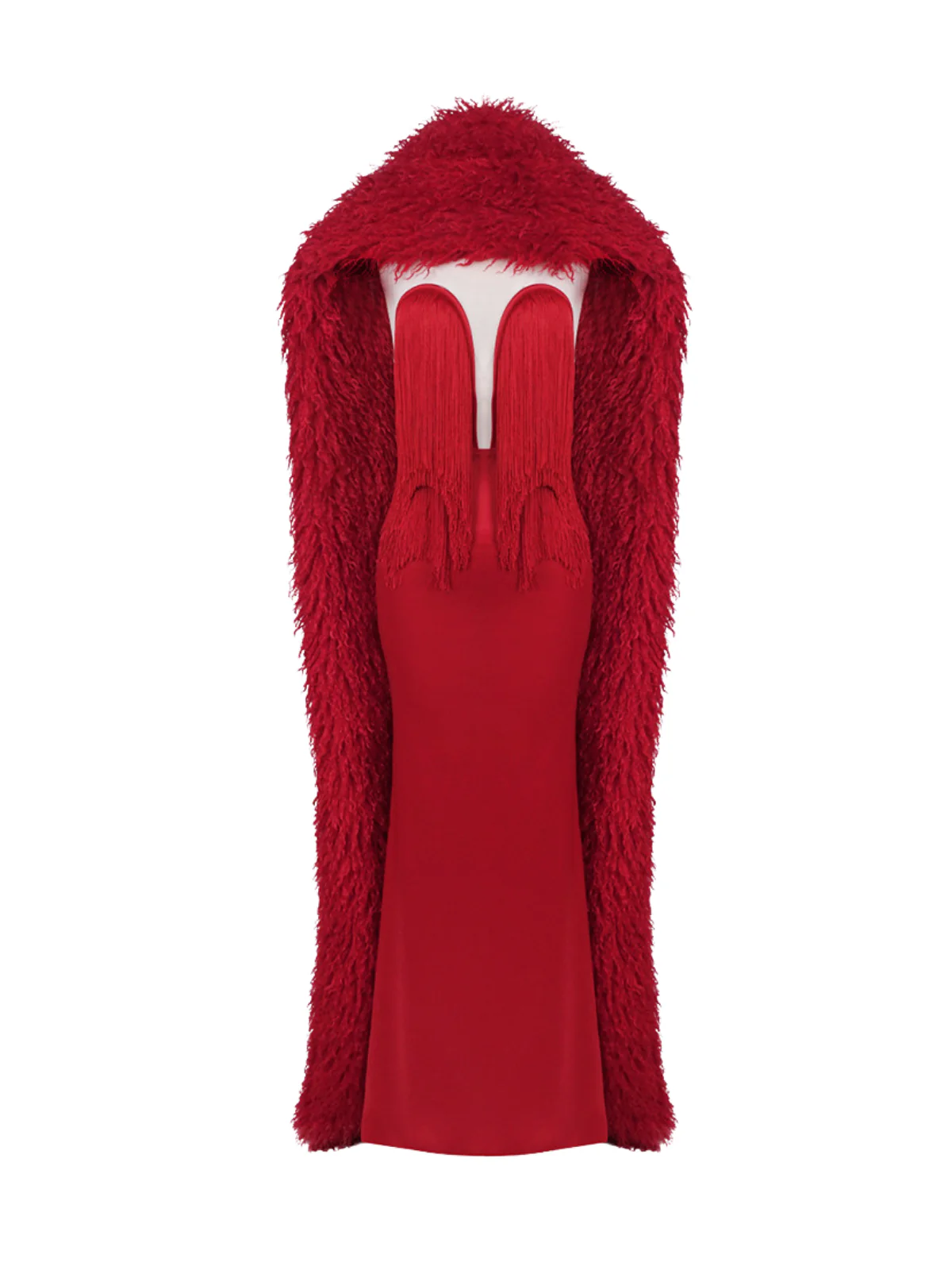 Filip Sleeveless Fringe Maxi Dress With Cape - Image 7