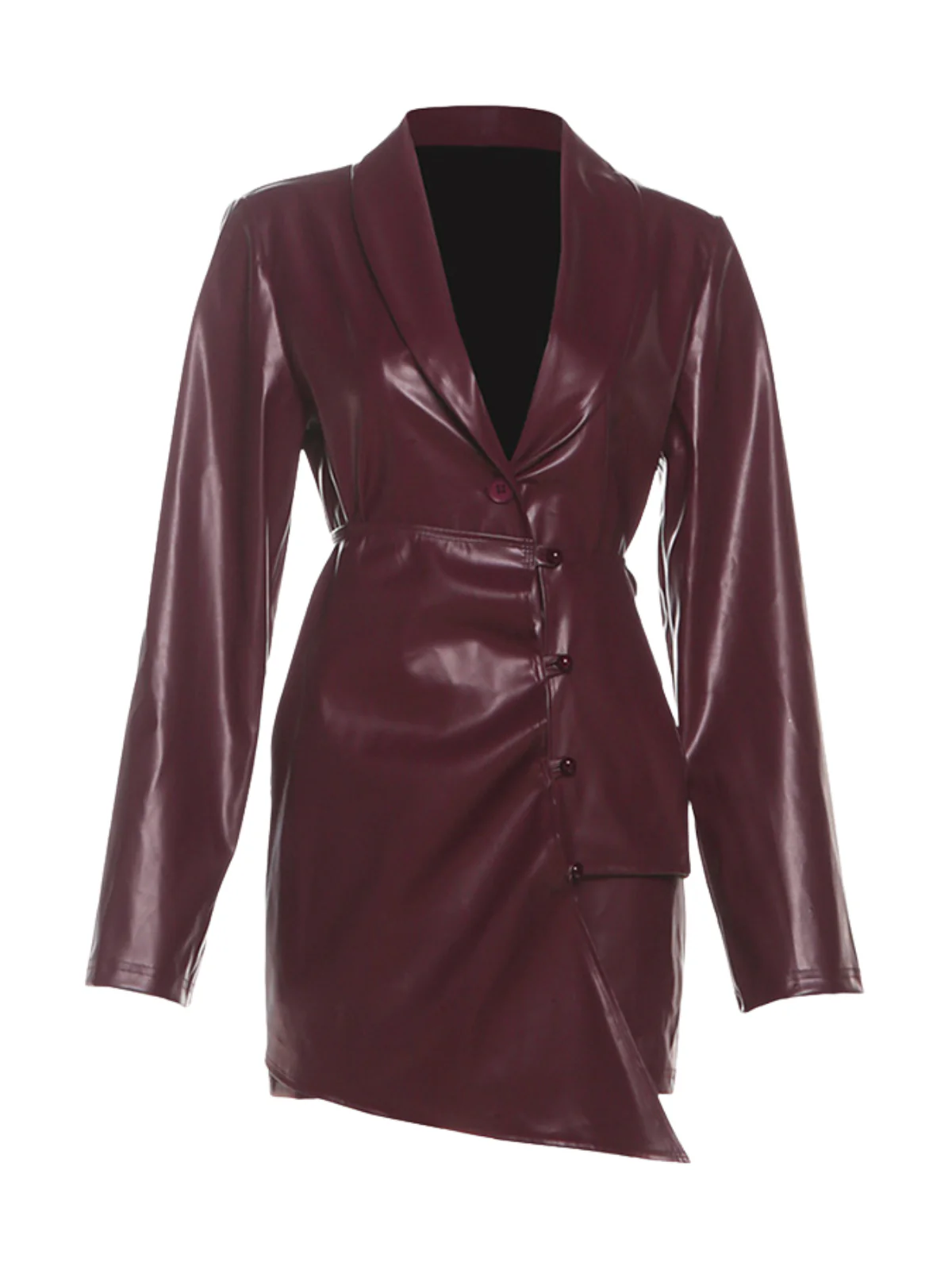 Filipina V Neck Button Leather Skirt Set - Image 7
