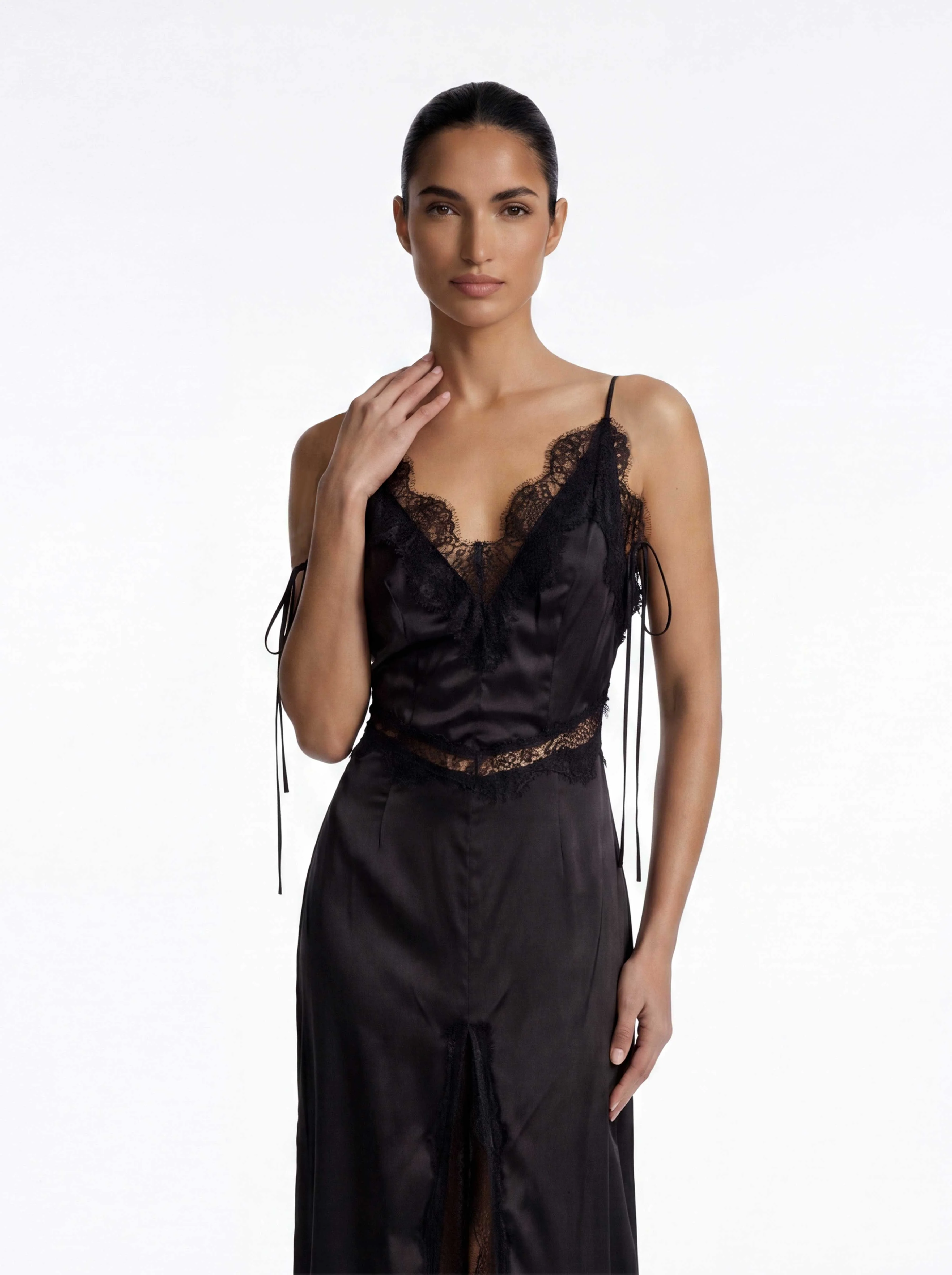 Flaminio Spaghetti Lace Split Maxi Dress - Image 2