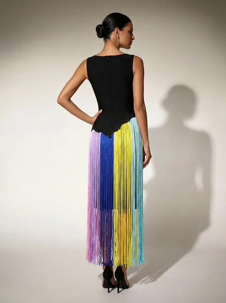 Flavianus Sleeveless Fringe Midi Dress - Image 3