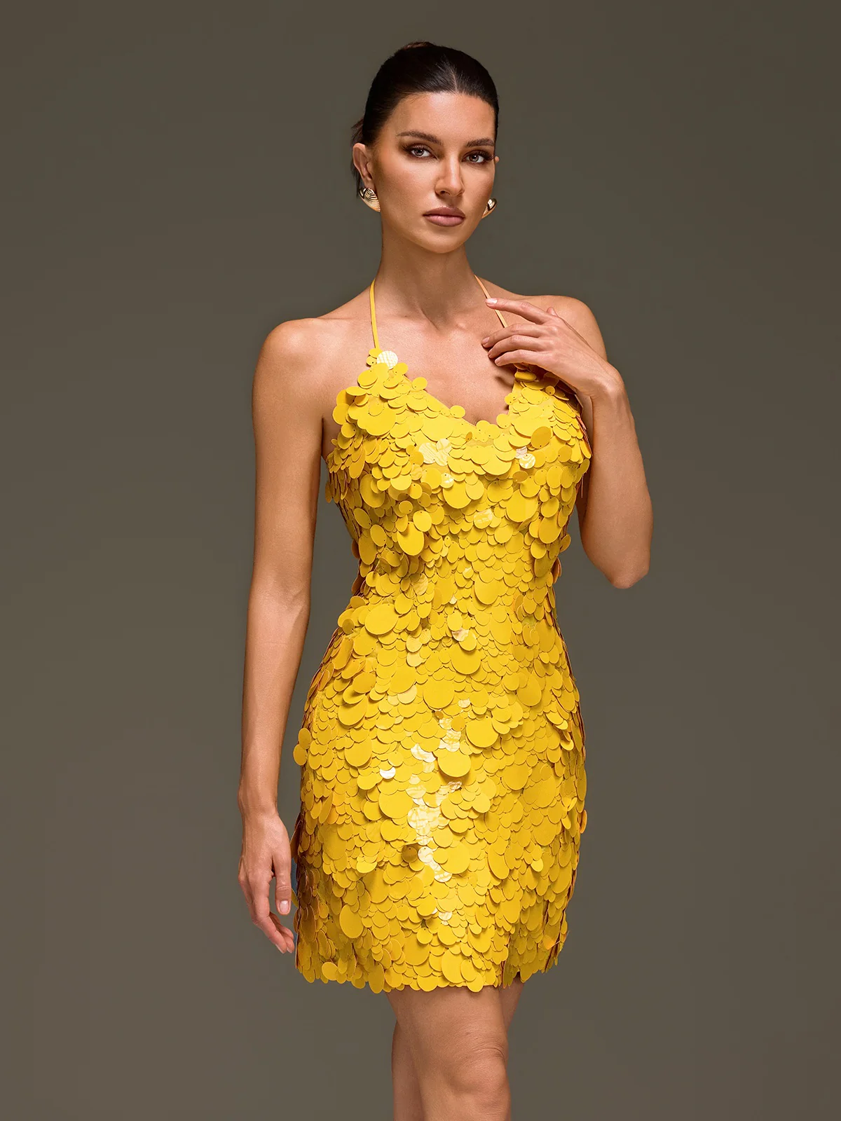 Foryndal Halterneck Round Sequin Mini Dress - Image 3