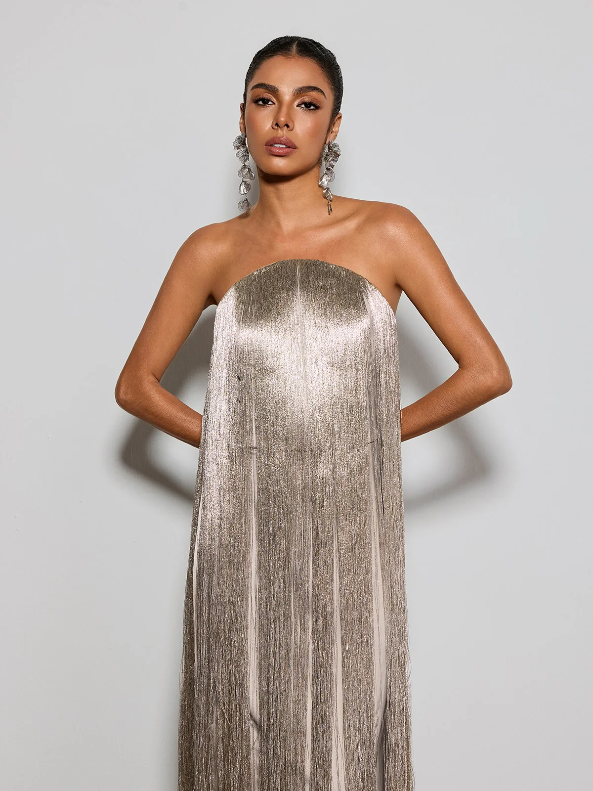 Foryxa Strapless Fringe Maxi Dress - Image 2
