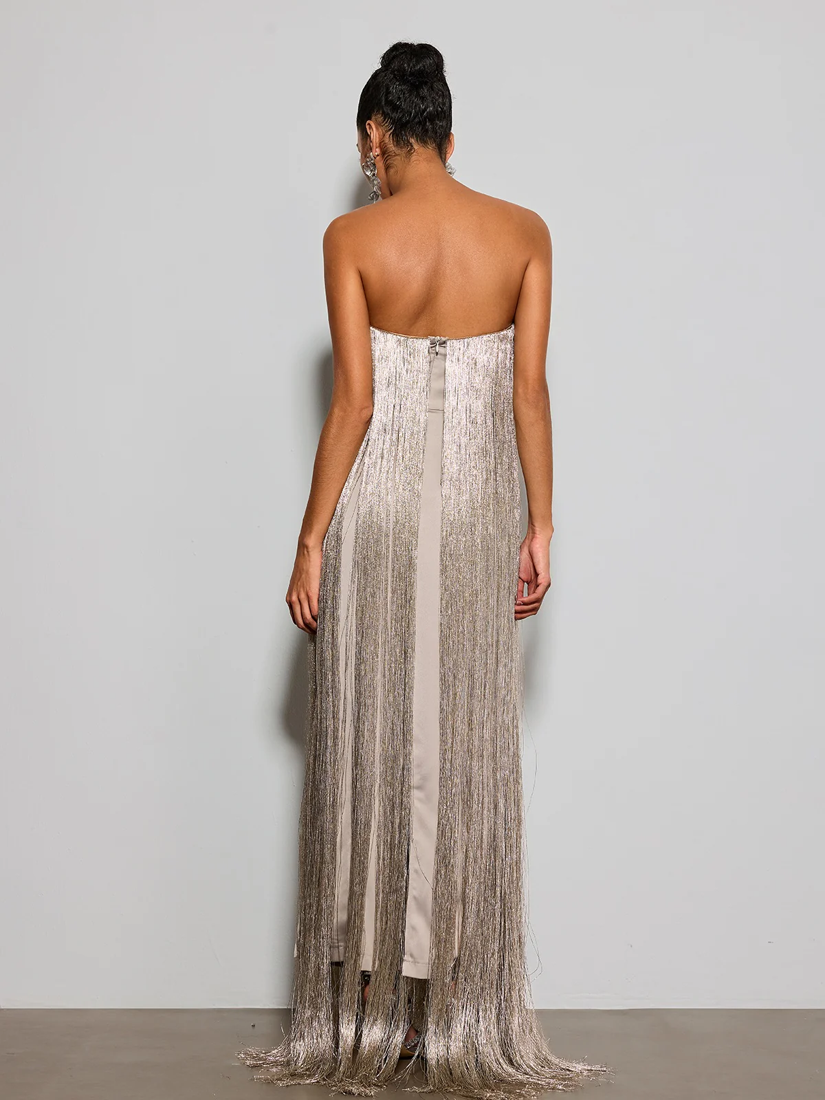 Foryxa Strapless Fringe Maxi Dress - Image 7