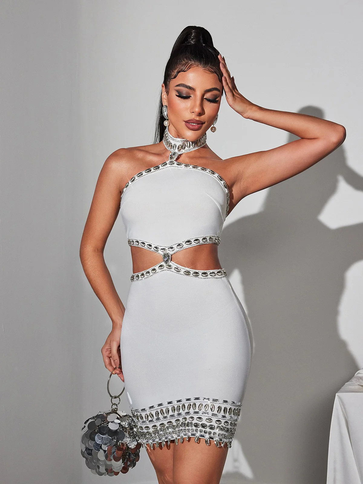 Fritz Rhinestone Shell Bandage Mini Dress - Image 4