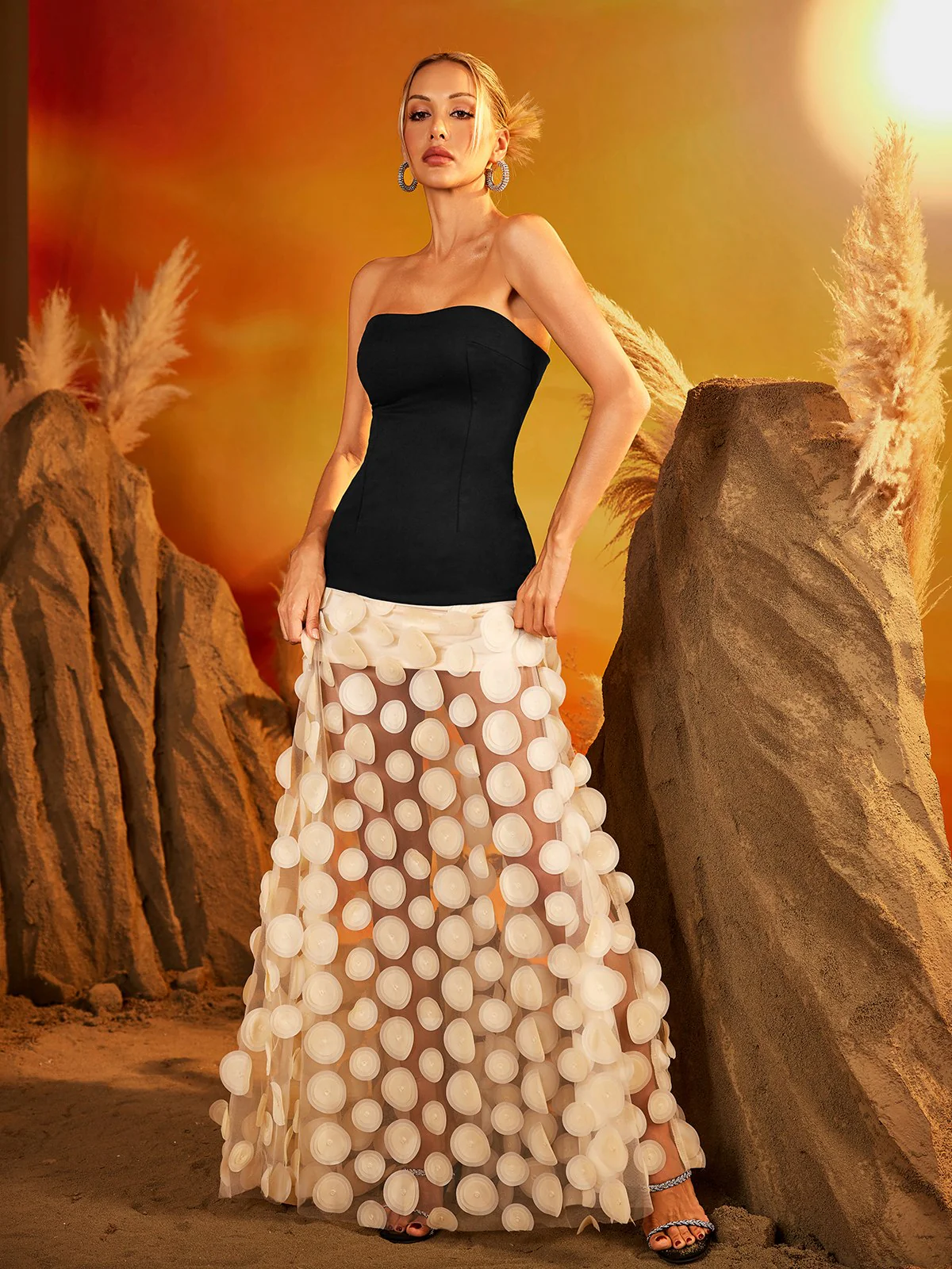 Gaelith Strapless Mesh Maxi Dress - Image 2