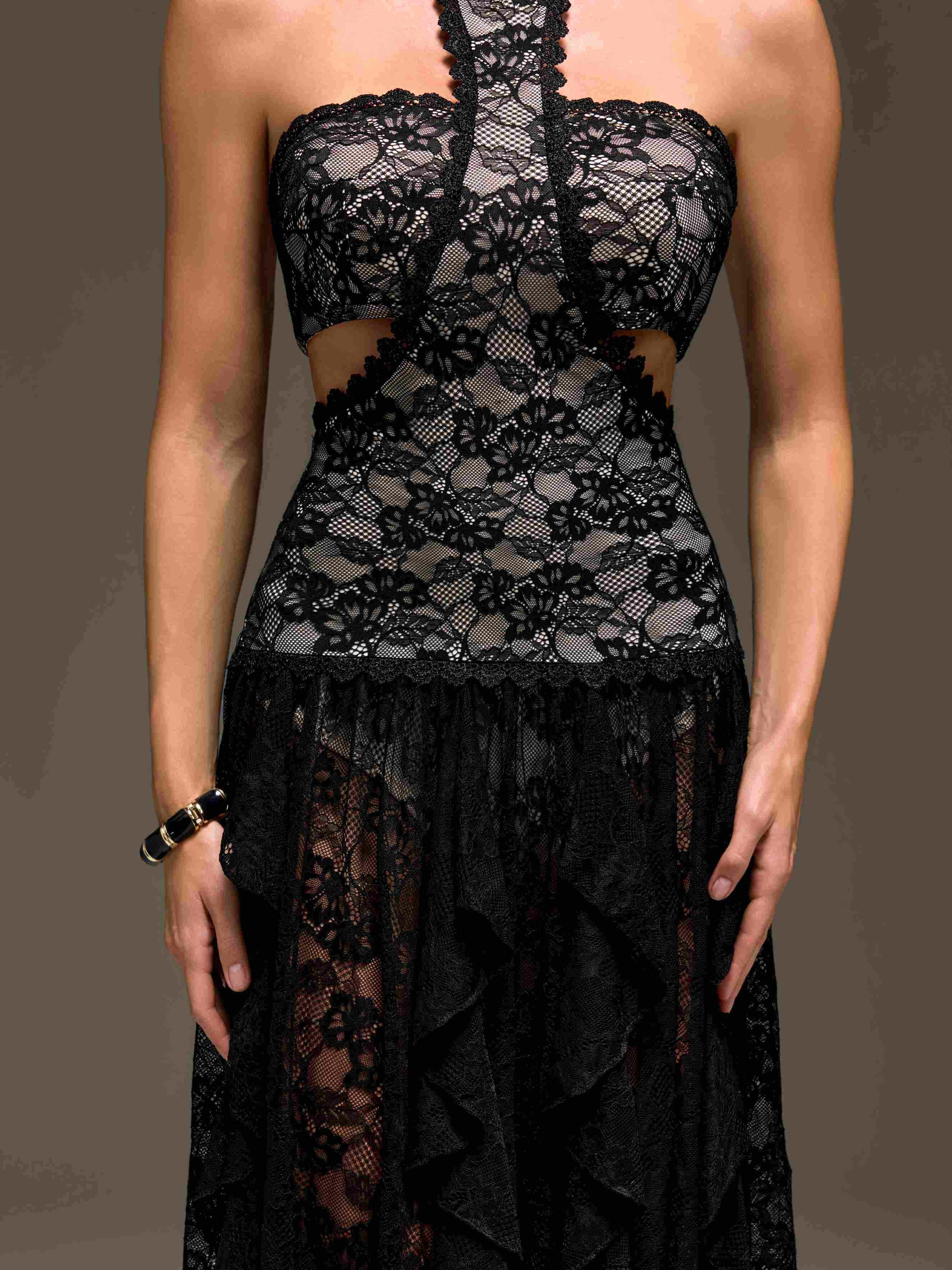 Gavelyn Halterneck Cutout Lace Maxi Dress In Black - Image 10